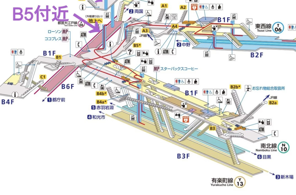 飯田橋駅のエレベーター出入口はどこにある？ えきエレ